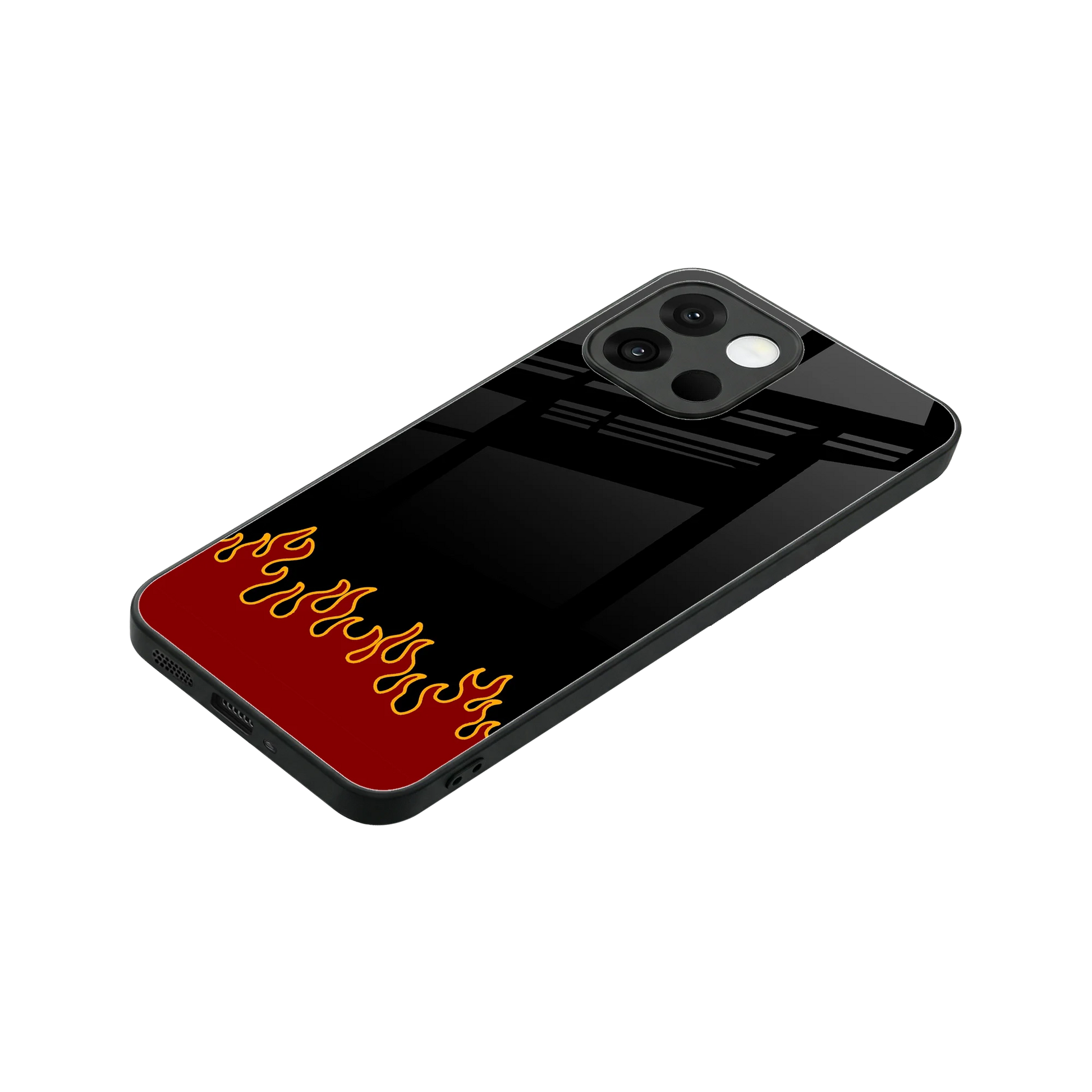 Retro Red Flames stylish phone case for oneplus 13s | glossy glass and slim fit