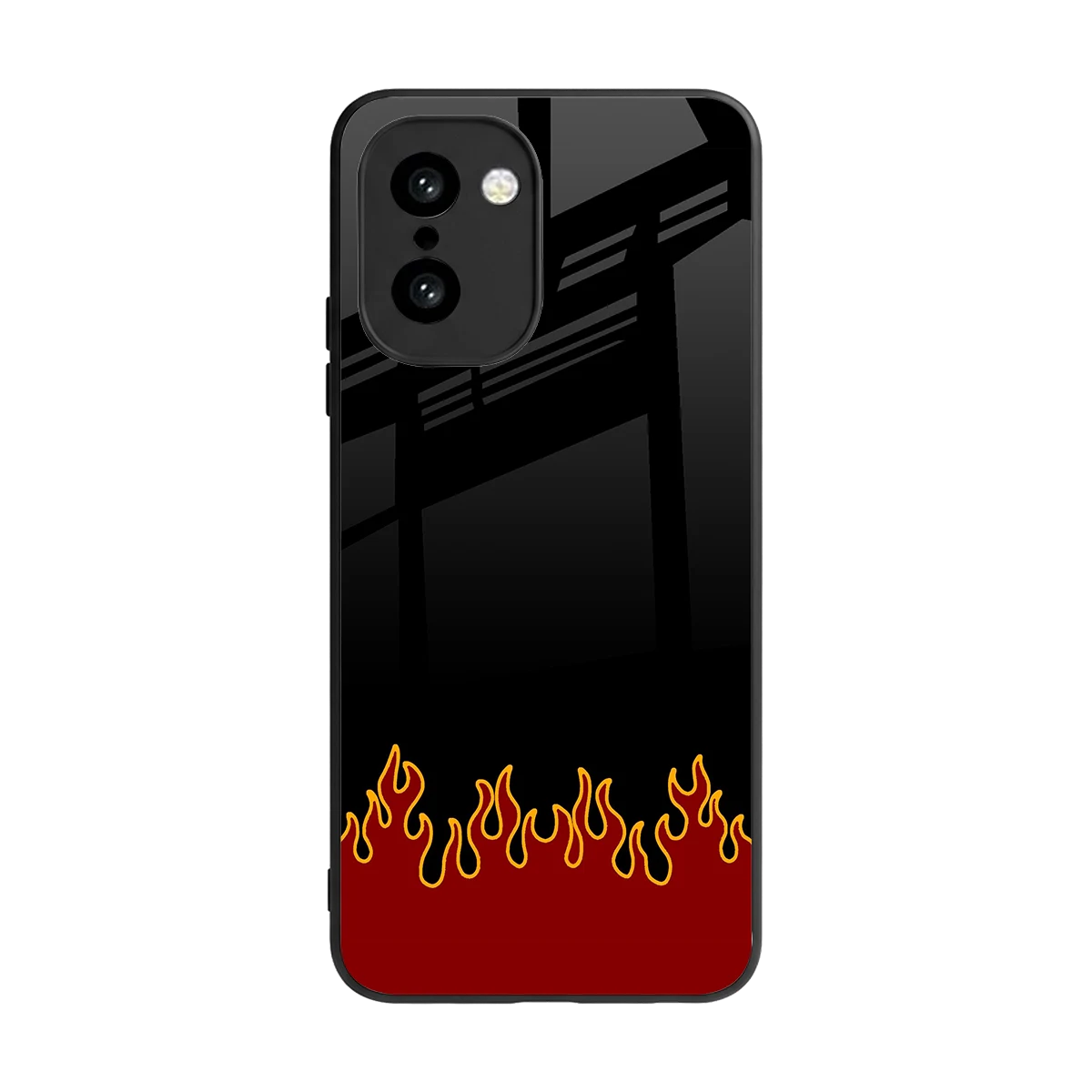 Retro Red Flames back phone cover | glass case for oneplus 15r