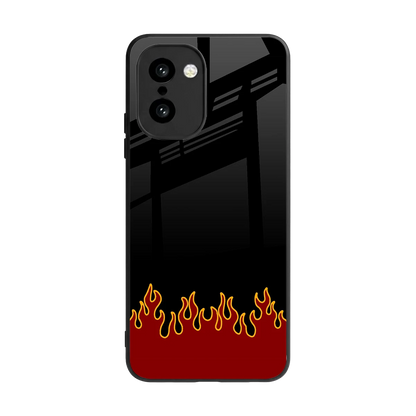 Retro Red Flames back phone cover | glass case for oneplus 15r