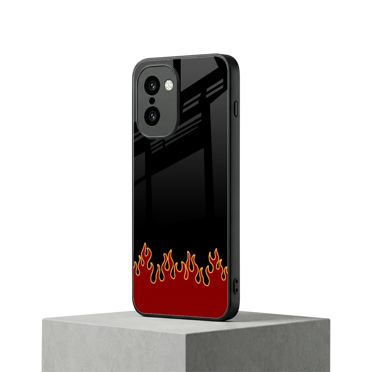 Retro Red Flames oneplus 15r mobile cover | shockproof glass phone case
