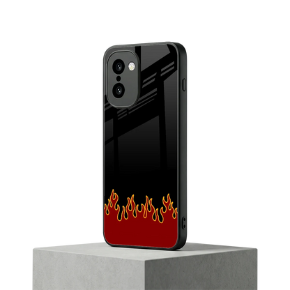 Retro Red Flames oneplus 15r mobile cover | shockproof glass phone case