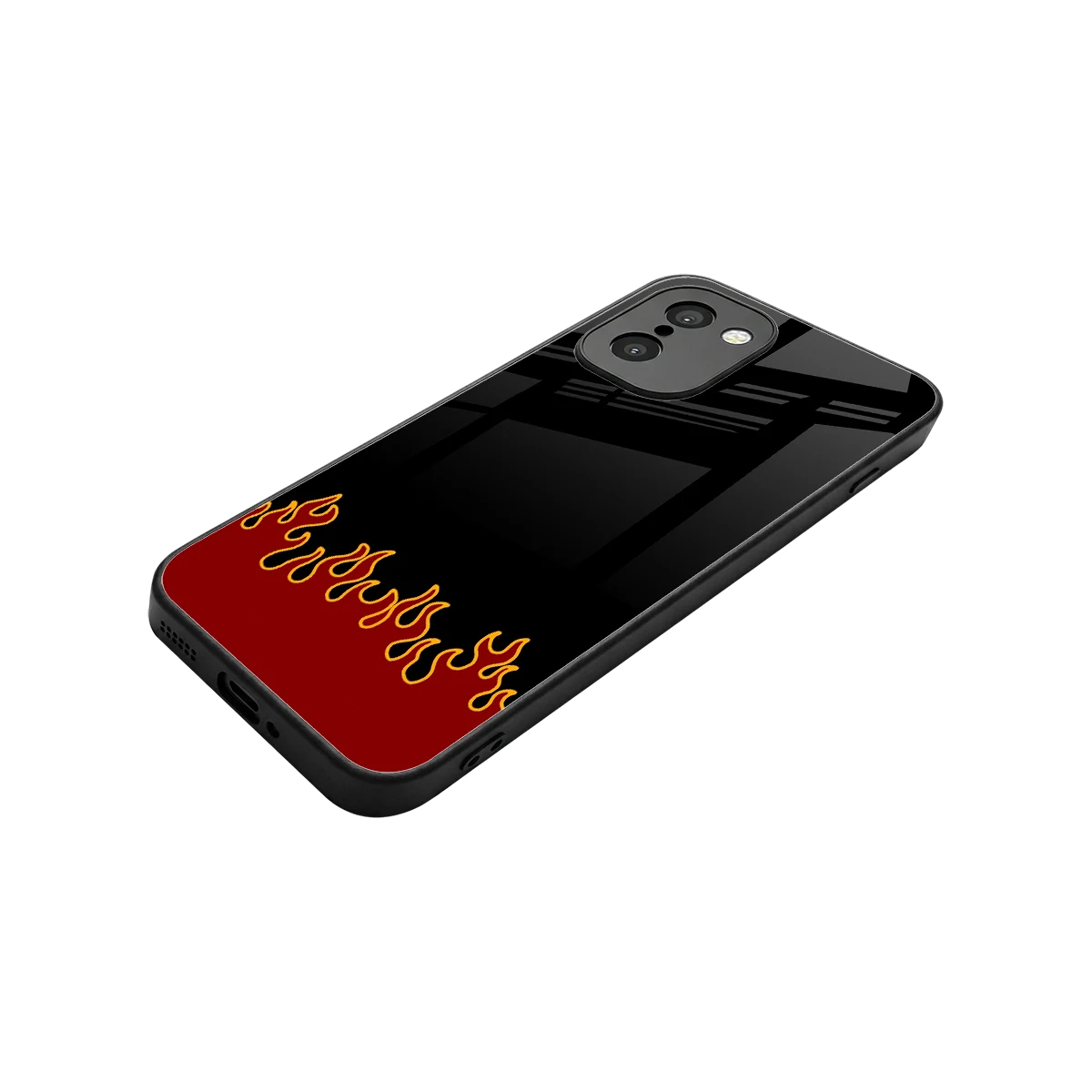 Retro Red Flames stylish phone case for oneplus 15r | glossy glass and slim fit