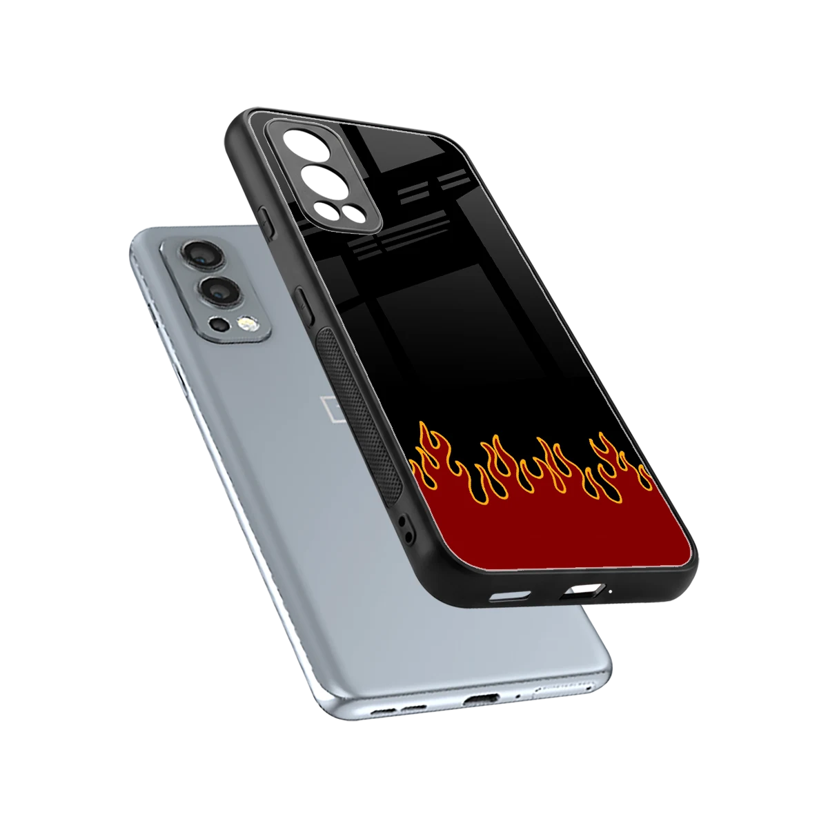 Retro Red Flames sleek oneplus nord 2 cover with tempered glass back and TPU edges