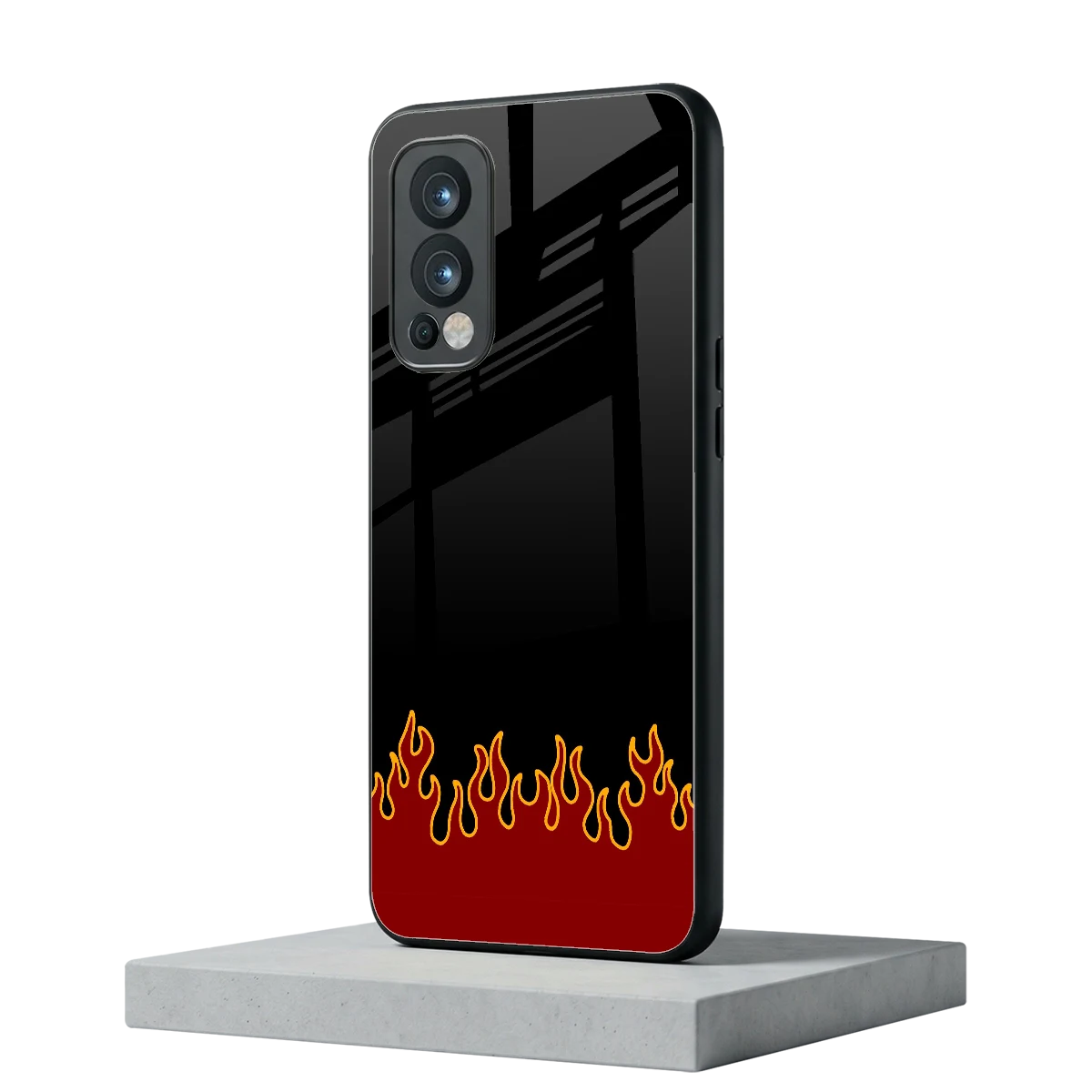 Retro Red Flames oneplus nord 2 mobile cover | shockproof glass phone case