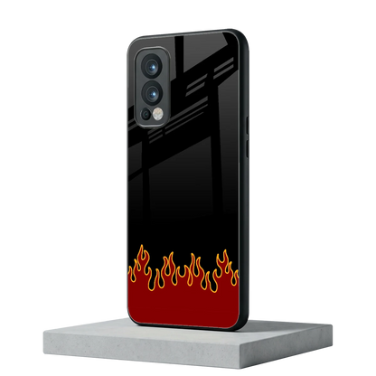 Retro Red Flames oneplus nord 2 mobile cover | shockproof glass phone case
