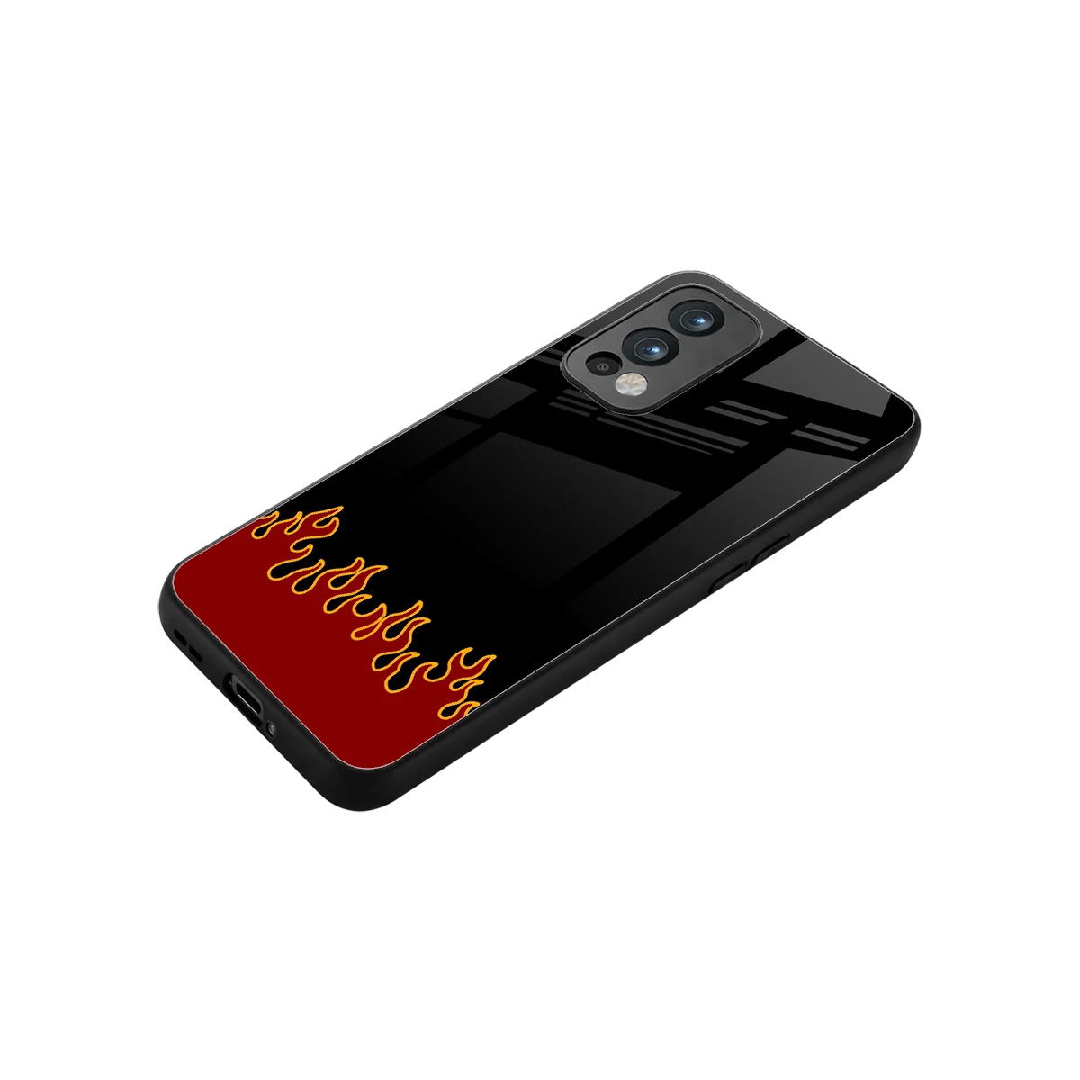 Retro Red Flames stylish phone case for oneplus nord 2 | glossy glass and slim fit