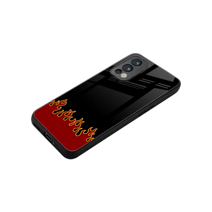 Retro Red Flames stylish phone case for oneplus nord 2 | glossy glass and slim fit