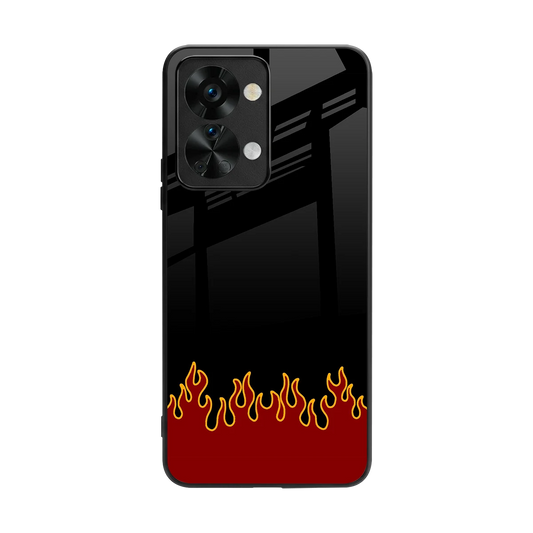 Retro Red Flames back phone cover | glass case for oneplus nord 2t
