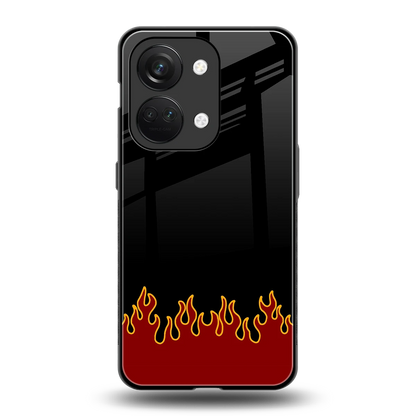 Retro Red Flames back phone cover | glass case for oneplus nord 3
