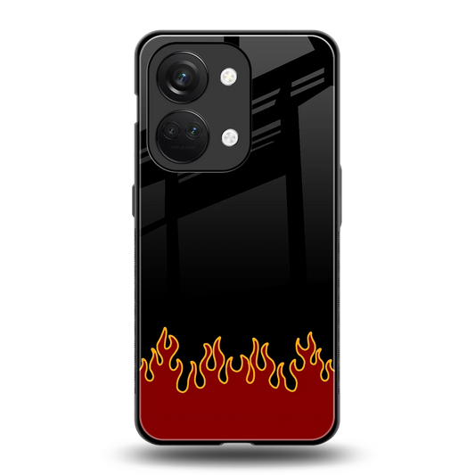 Retro Red Flames back phone cover | glass case for oneplus nord 3