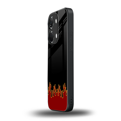 Retro Red Flames oneplus nord 3 mobile cover | shockproof glass phone case