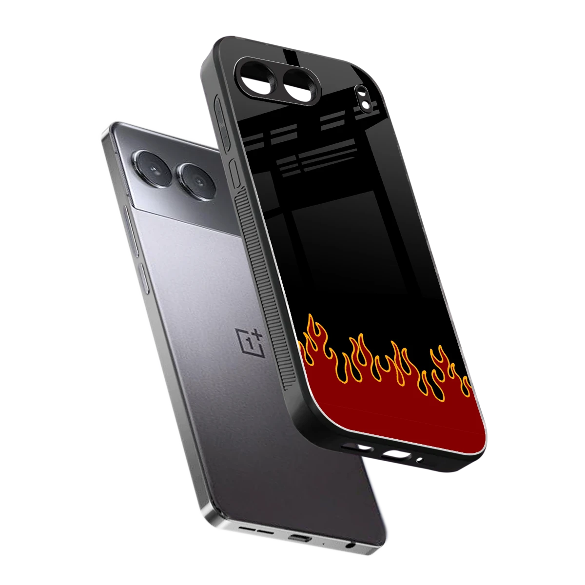 Retro Red Flames sleek oneplus nord 4 cover with tempered glass back and TPU edges