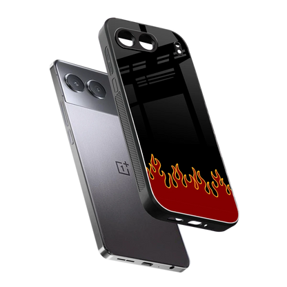 Retro Red Flames sleek oneplus nord 4 cover with tempered glass back and TPU edges