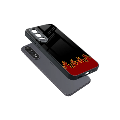Retro Red Flames sleek oneplus nord 5 cover with tempered glass back and TPU edges