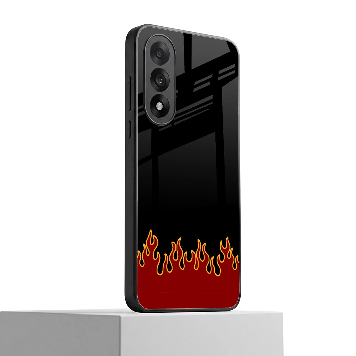 Retro Red Flames oneplus nord 5 mobile cover | shockproof glass phone case