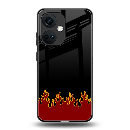 Retro Red Flames back phone cover | glass case for oneplus nord ce 3
