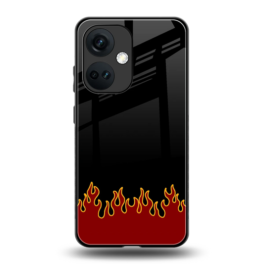 Retro Red Flames back phone cover | glass case for oneplus nord ce 3