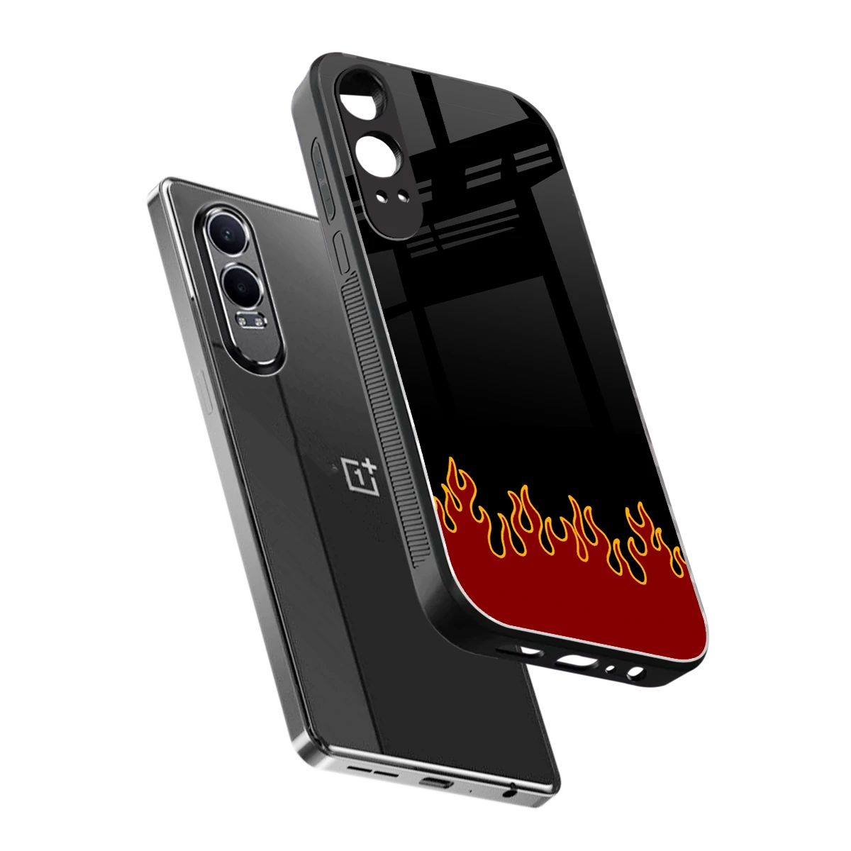 Retro Red Flames sleek oneplus nord ce 4 lite cover with tempered glass back and TPU edges