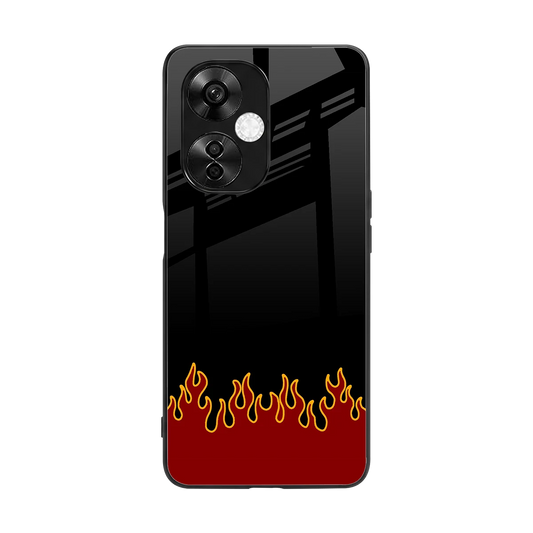 Retro Red Flames back phone cover | glass case for oneplus nord ce 3 lite