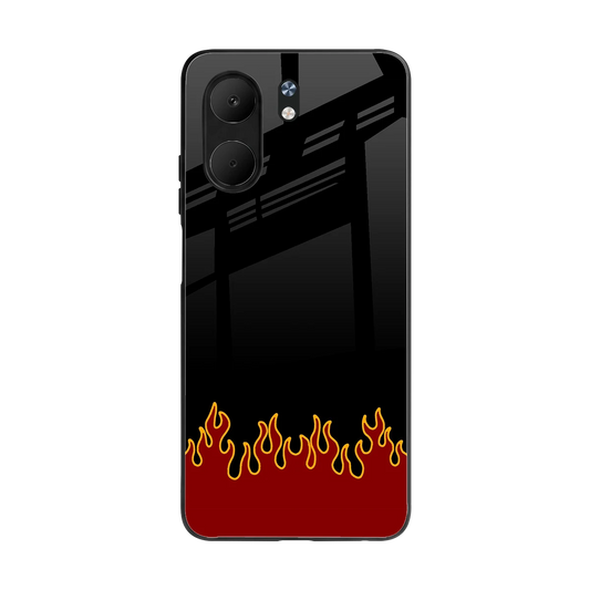 Retro Red Flames back phone cover | glass case for oppo a5x 5g