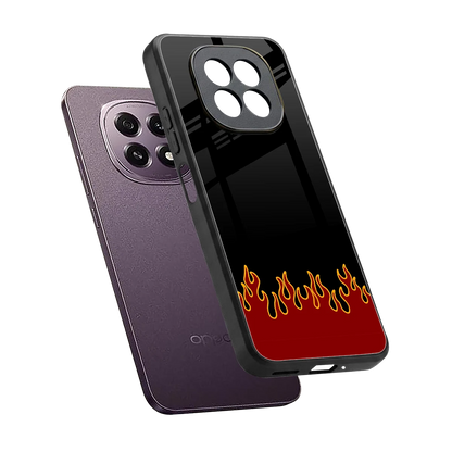Retro Red Flames sleek oppo f29 5g cover with tempered glass back and TPU edges