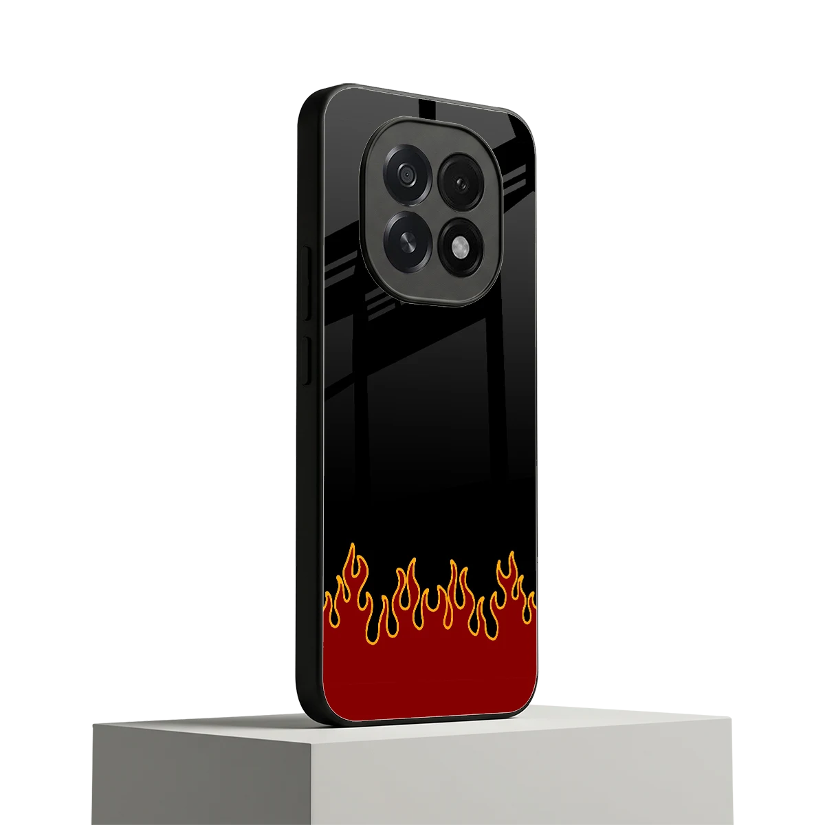 Retro Red Flames oppo f29 5g mobile cover | shockproof glass phone case