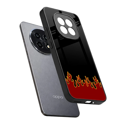 Retro Red Flames sleek oppo f29 pro 5g cover with tempered glass back and TPU edges
