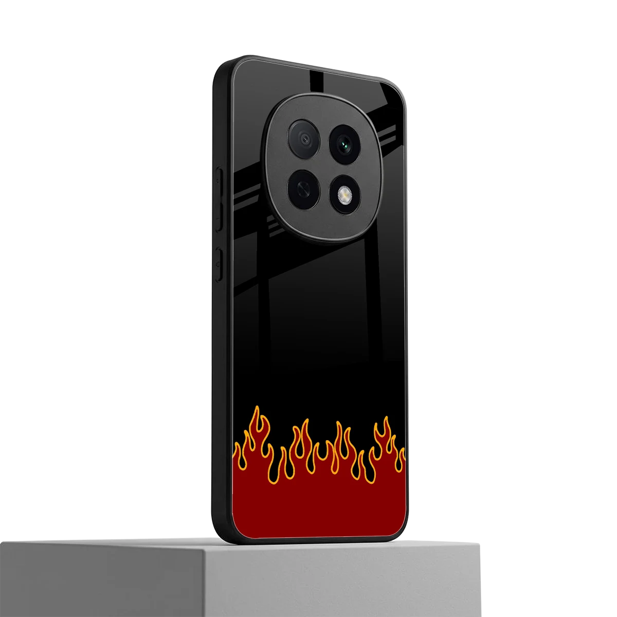 Retro Red Flames oppo f29 pro 5g mobile cover | shockproof glass phone case