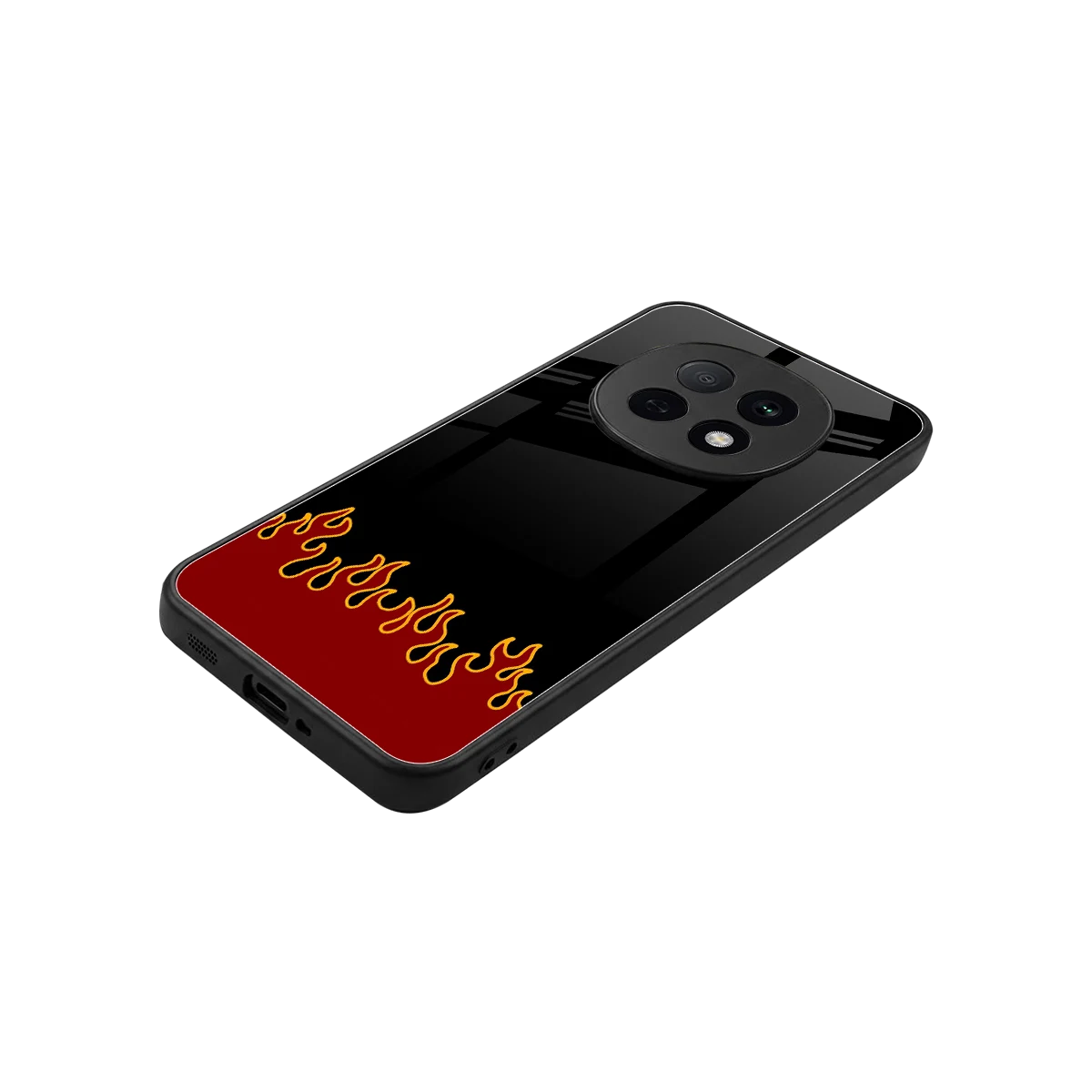 Retro Red Flames stylish phone case for oppo f29 pro 5g | glossy glass and slim fit