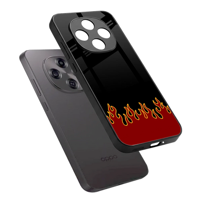 Retro Red Flames sleek oppo f31 pro 5g cover with tempered glass back and TPU edges