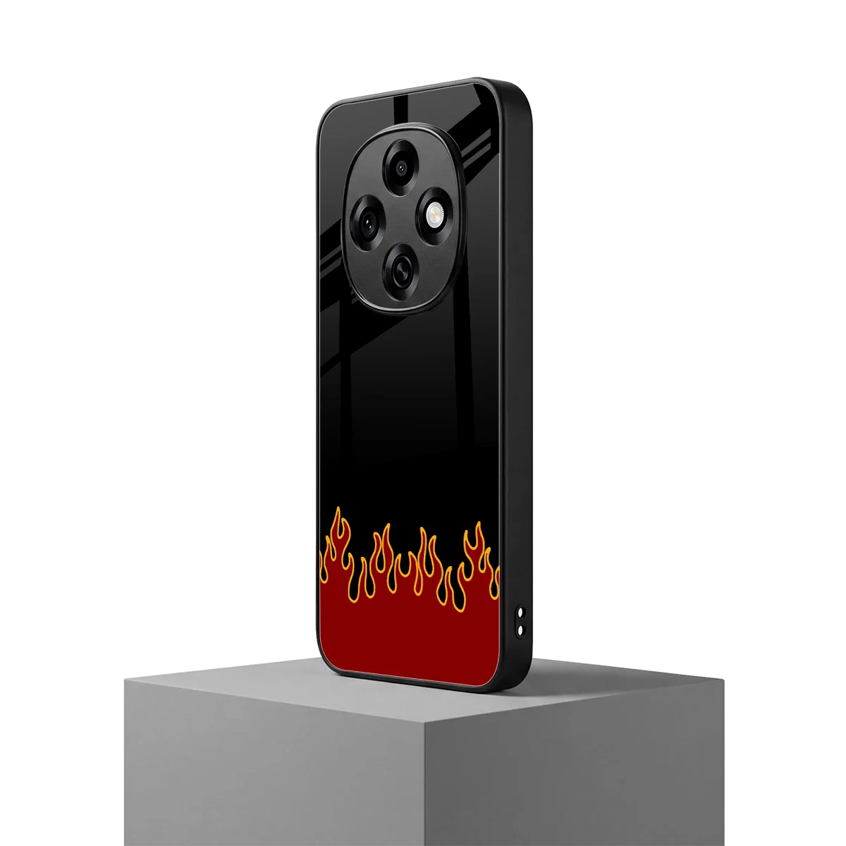 Retro Red Flames oppo f31 pro 5g mobile cover | shockproof glass phone case