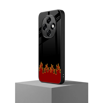 Retro Red Flames oppo f31 pro 5g mobile cover | shockproof glass phone case