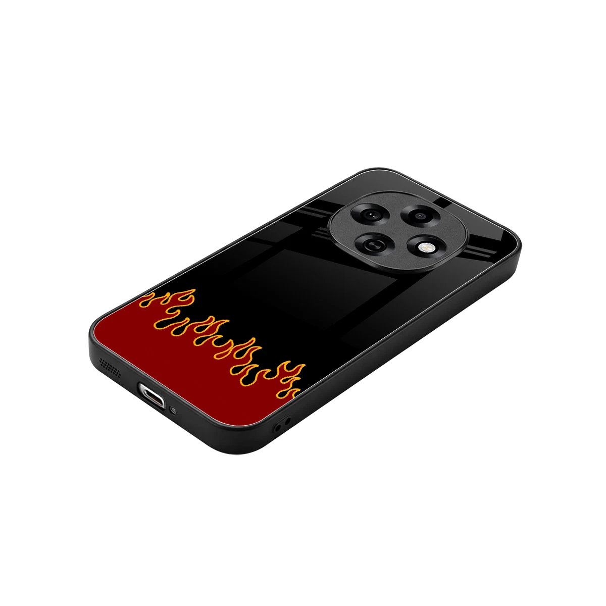 Retro Red Flames stylish phone case for oppo f31 pro 5g | glossy glass and slim fit