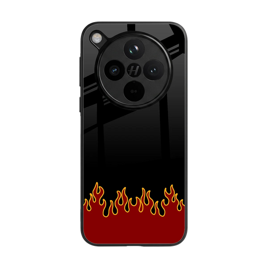 Retro Red Flames back phone cover | glass case for oppo find x8