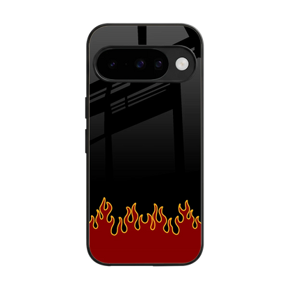 Retro Red Flames back phone cover | glass case for google pixel 10