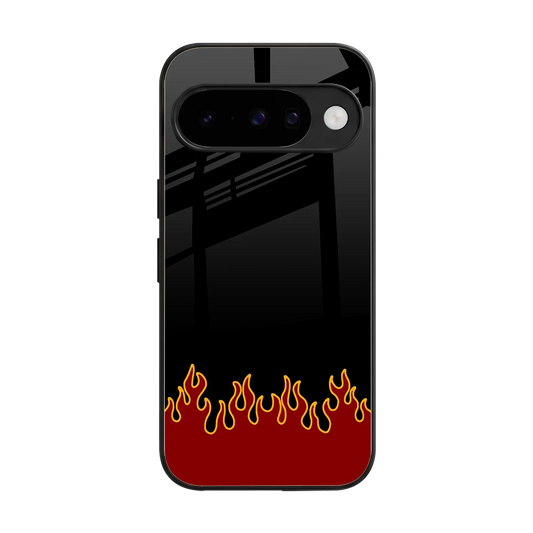 Retro Red Flames back phone cover | glass case for google pixel 10