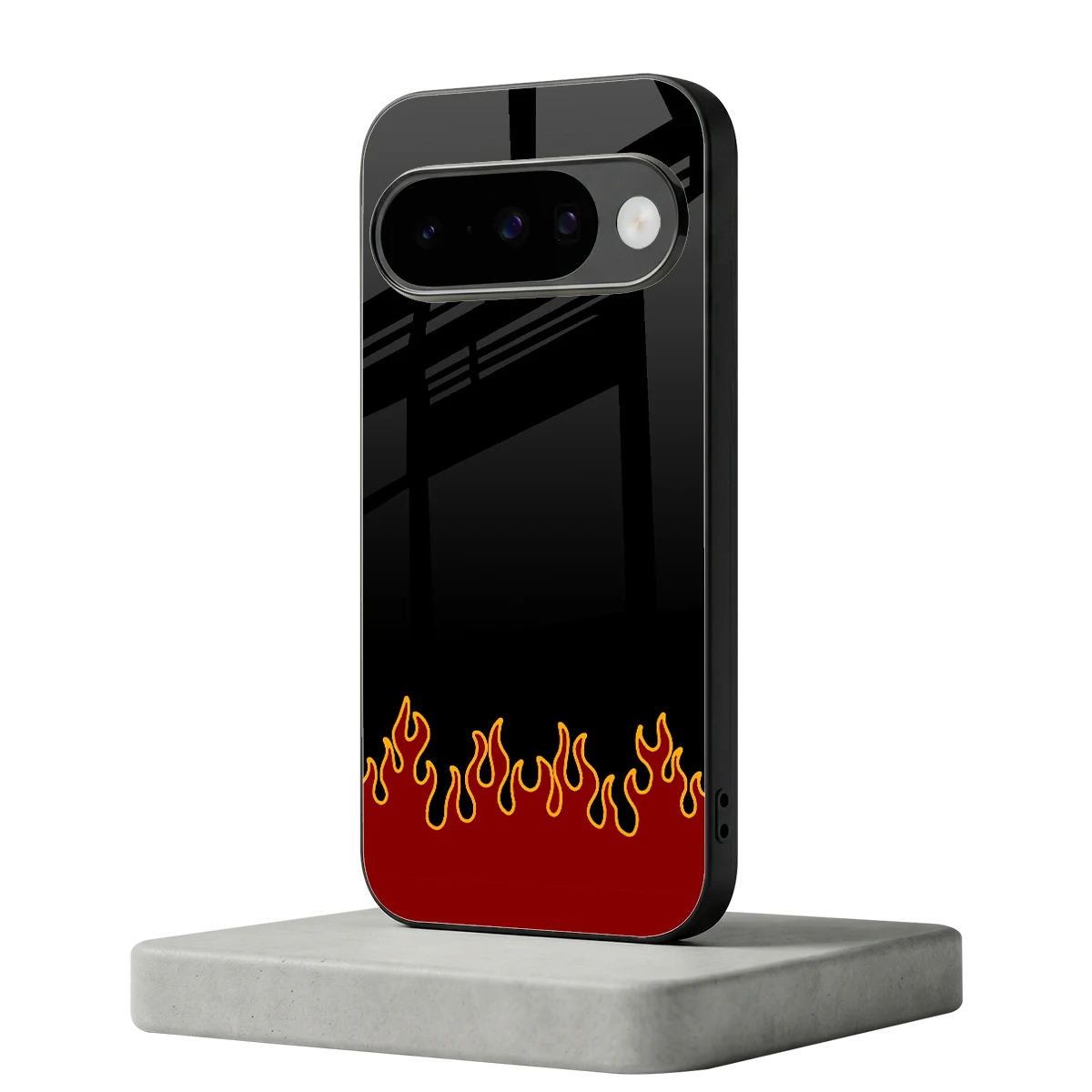 Retro Red Flames google pixel 10 mobile cover | shockproof glass phone case