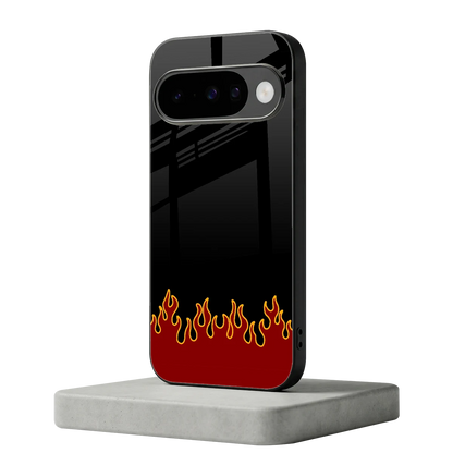 Retro Red Flames google pixel 10 mobile cover | shockproof glass phone case
