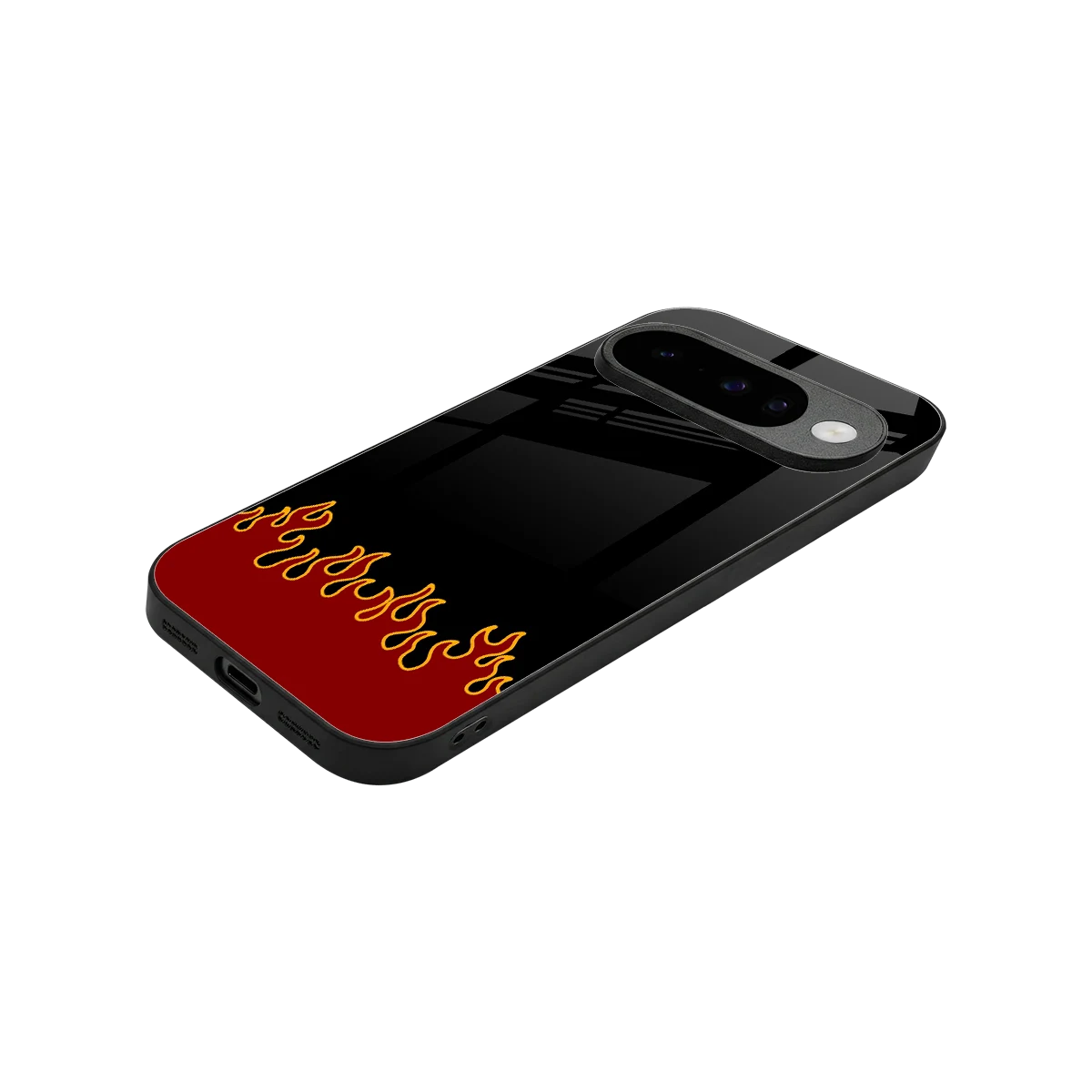 Retro Red Flames stylish phone case for google pixel 10 | glossy glass and slim fit