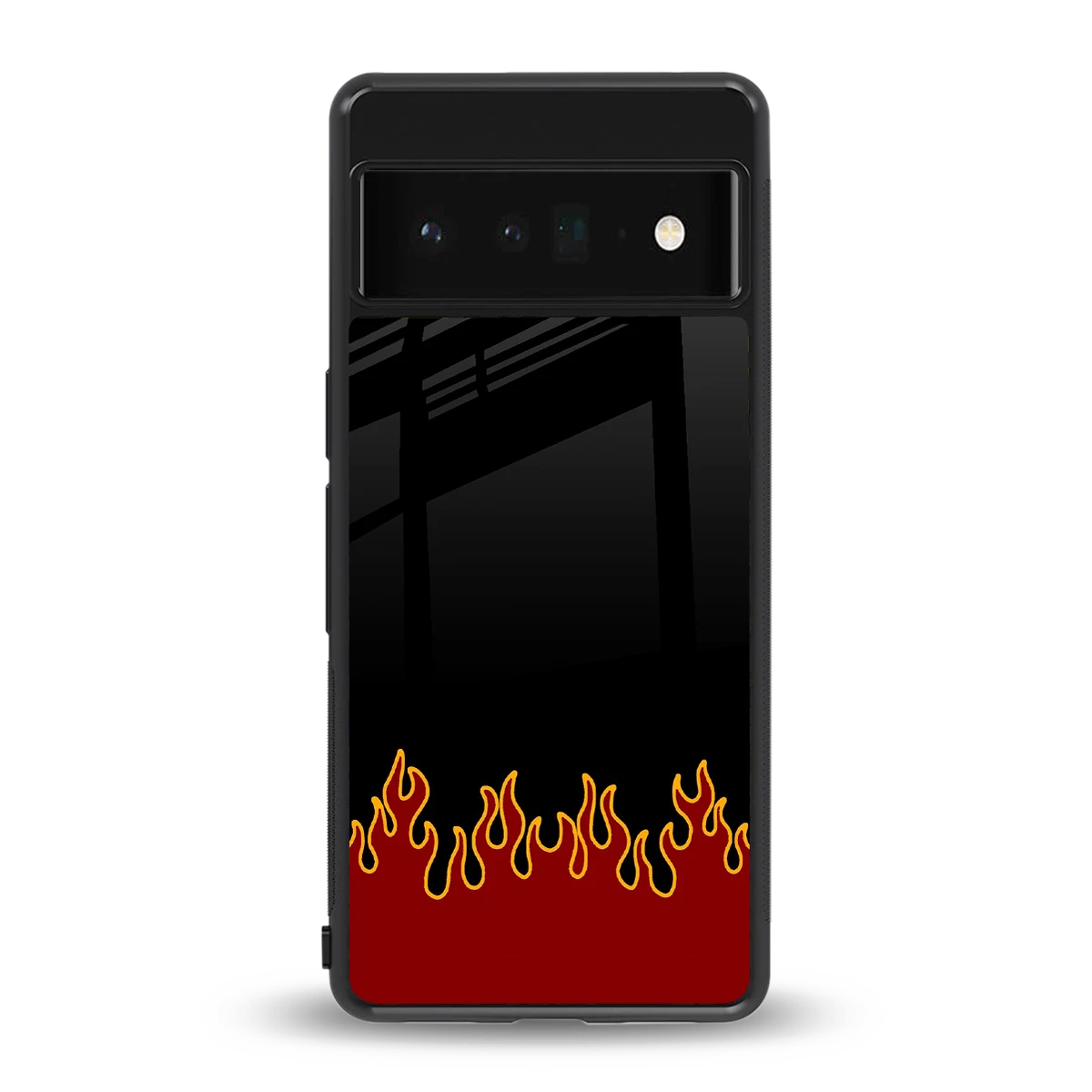 Retro Red Flames back phone cover | glass case for google pixel 6 pro