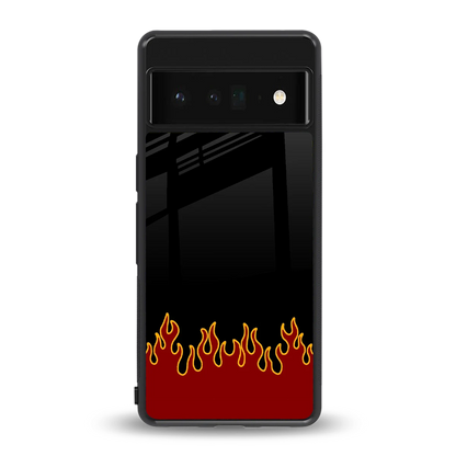 Retro Red Flames back phone cover | glass case for google pixel 6 pro