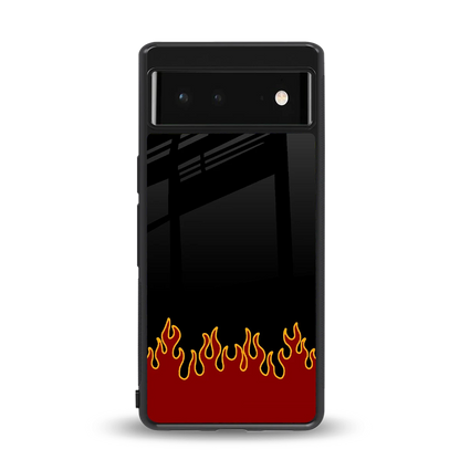 Retro Red Flames back phone cover | glass case for google pixel 6a