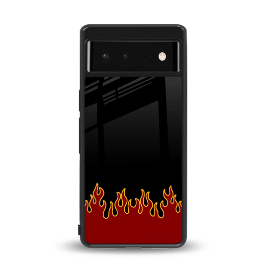 Retro Red Flames back phone cover | glass case for google pixel 6a