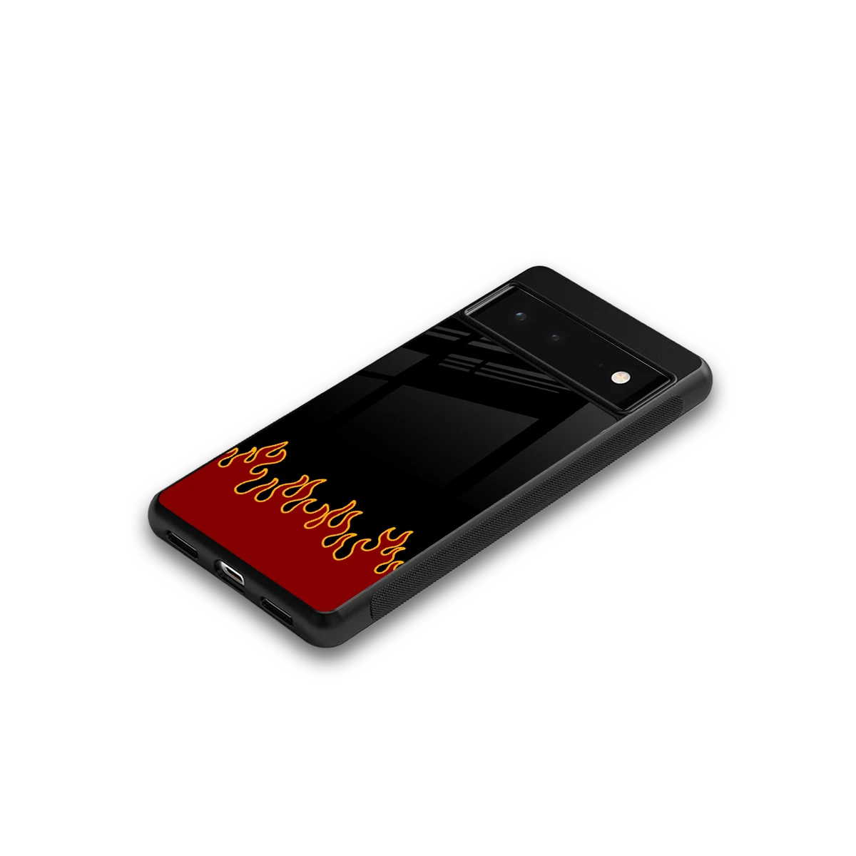 Retro Red Flames google pixel 6 mobile cover | shockproof glass phone case