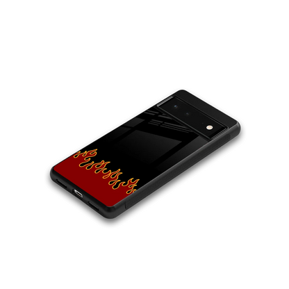 Retro Red Flames google pixel 6a mobile cover | shockproof glass phone case