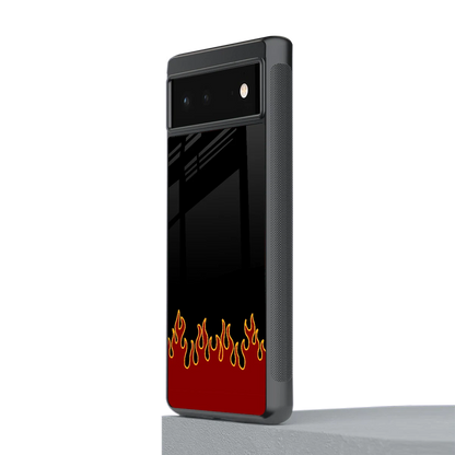 Retro Red Flames stylish phone case for google pixel 6 | glossy glass and slim fit