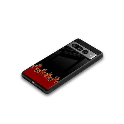 Retro Red Flames google pixel 7 pro mobile cover | shockproof glass phone case