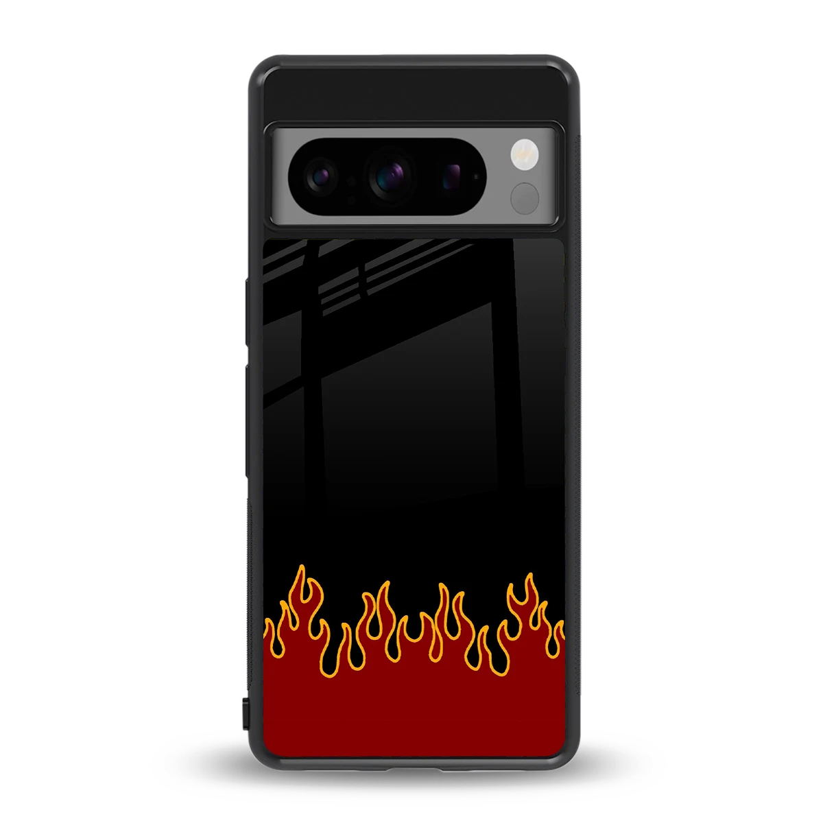 Retro Red Flames back phone cover | glass case for google pixel 8 pro