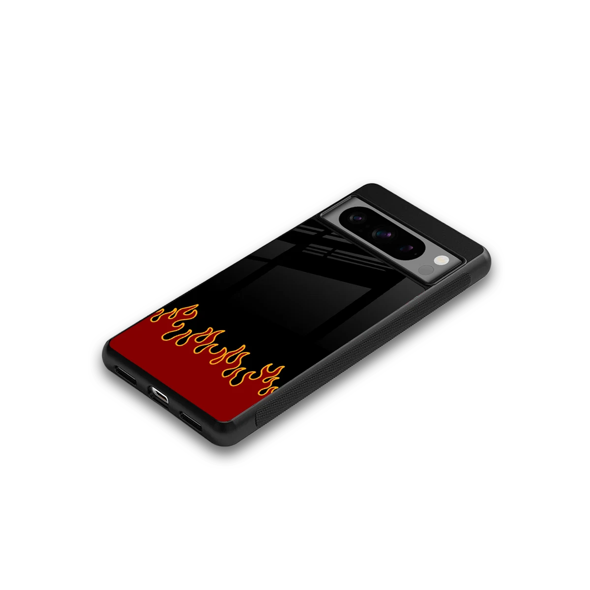 Retro Red Flames google pixel 8 pro mobile cover | shockproof glass phone case