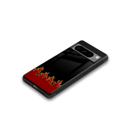Retro Red Flames google pixel 8 pro mobile cover | shockproof glass phone case